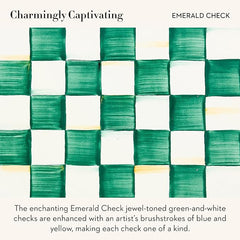 Enamel Teacup, Unique Coffee and Tea Mug, Enamel Cup for Hot Tea, Green-and-White Emerald Check