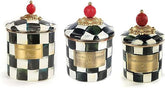 Enamel Canister Set, Mini (14 oz.), Demi (24 oz.), and Small (38 oz.) Kitchen Containers, Black-and-White Courtly Check