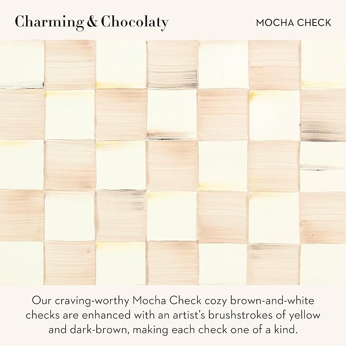 Enamel Saucer, Small Coffee and Tea Cup Saucer, Brown-and-White Mocha Check