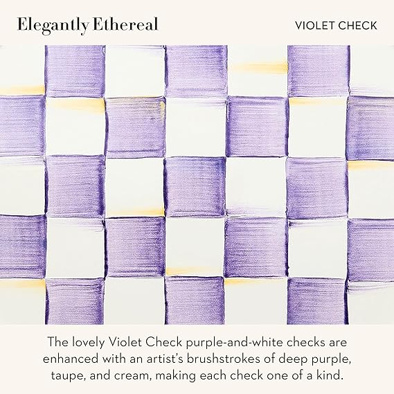 Enamel Utensil Holder, Stylish Kitchen Countertop Organizer, Purple-and-White Violet Check