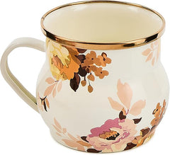 Enamel Mug, Cute Enamelware Tea or Coffee Mug, Wild Rose White